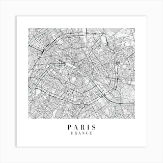 Paris France Street Map Minimal Color Square Art Print