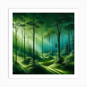 Rays Of Light In The Forest Art Print