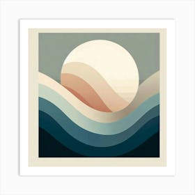 Moon And Waves Art Print