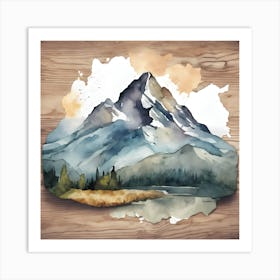 Watercolor Of Mountains Art Print