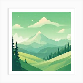 Misty mountains background in green tone 46 Art Print
