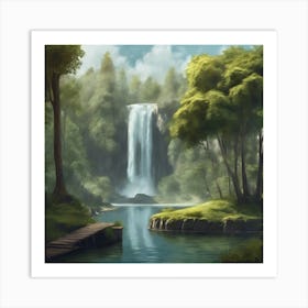 0 A Natural Landscape Of A Lake Surrounded By Trees Esrgan V1 X2plus Art Print