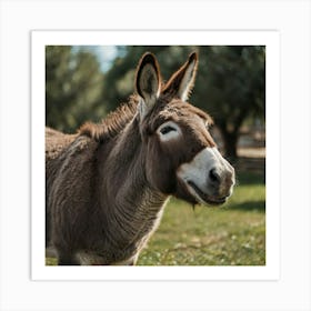 Donkey In The Field Art Print