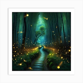 Fireflies In The Forest Art Print