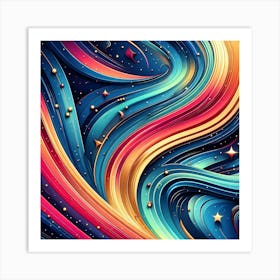 Abstract Colorful Wavy Art Print