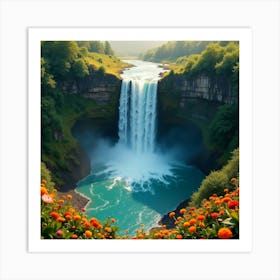 Waterfall In The Forest Art Print