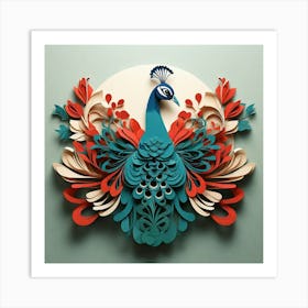 Minimalist, Peacock Art Print