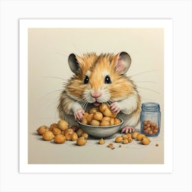 Hamster Eating Nuts Art Print