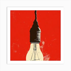 Light Bulb on Red Art Print