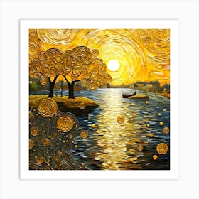 Sunset By Van Gogh Art Print