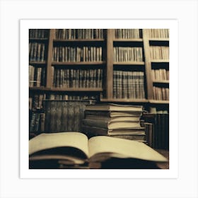 Open Book In Library Art Print