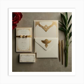 Gold Wedding Stationery Art Print