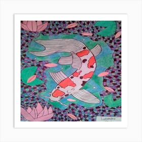 Koi Fish in a Pond Art Print