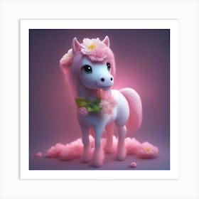 Little Pony With Flowers Art Print