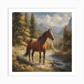 Horse In The Mountains Art Print