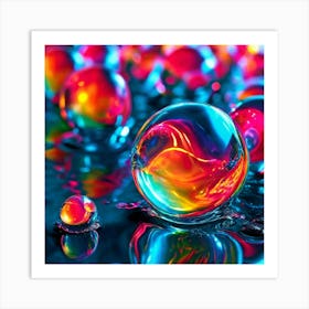 Glow Shapes Neon Bright Color 3d Fluid Bubbles Luminous Vibrant Vivid Radiant Flowing G (15) Art Print