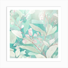 Illustration Of Leaves And Delicate Flowers In S (2) Art Print