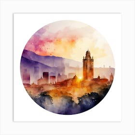 Cityscape Of Barcelona.A fine artistic print that decorates the place. Art Print