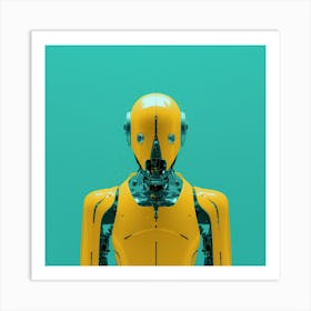 Robot On A Green Background Art Print