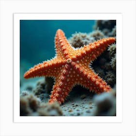 A Stunning Starfish Clinging To A Rocky Sea Bed 1 Art Print