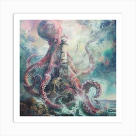 Octopus Lighthouse Art Print