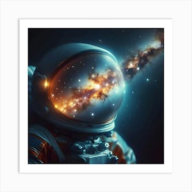 Double Exposure Of The Milky Way Galaxy Inside The Helmet Of An Astronaut 4 Art Print