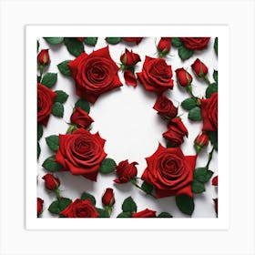 Red Roses On White Background 3 Art Print