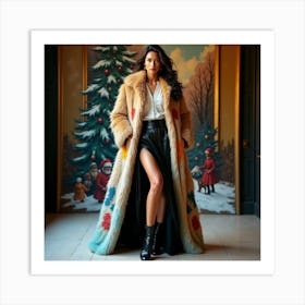 Woman In A Fur Coat 6 Art Print