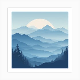 Misty mountains background in blue tone 103 Art Print