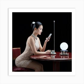 Chinese Woman Using Cell Phone Art Print