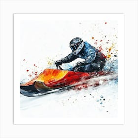 Snowmobile Rider Art Print