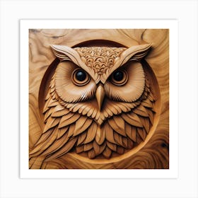 Owl Carving 1 Art Print