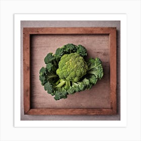 Broccoli In A Wooden Frame Art Print