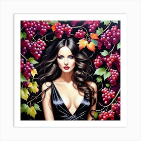 Beautiful Woman With Grapes 3 Art Print