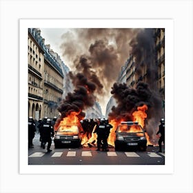 Riots In Paris 7 Art Print