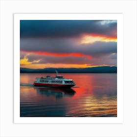 Sunset On A Ferry 9 Art Print