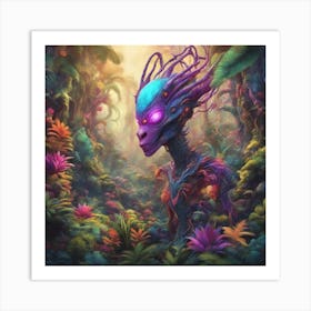 Imagination, Trippy, Synesthesia, Ultraneonenergypunk, Unique Alien Creatures With Faces That Looks (3) Art Print