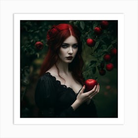 Red Haired Girl With Apple Art Print