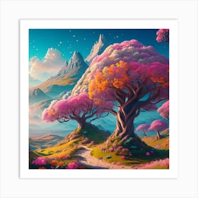 Pink Trees In The Forest Art Print