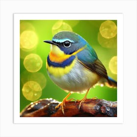 Bird Perched On Branch Art Print