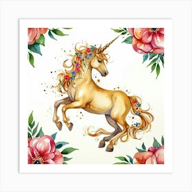 Unicorn With Flowers 5 Art Print