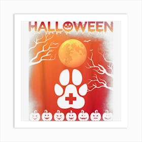 Halloween Themed Vintage Veterinarian Halloween Holiday Art Print