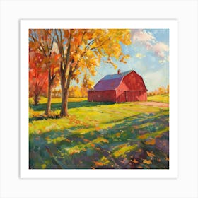 Red Barn In Fall 2 Art Print