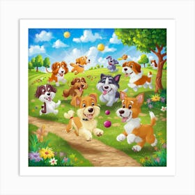 Dogs In The Park Art Print