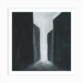 Leaving the Labyrinth - black and white abstract architecture square Art Print
