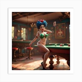 Sexy Pool Girl Art Print