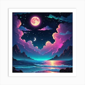 In The Dark Of Night Moonlit Art Print