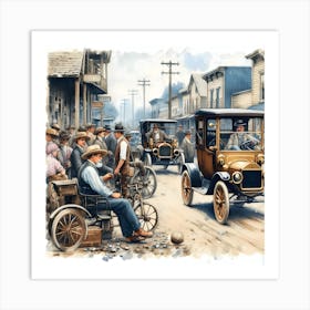 Early Small Town America And The Automobile ~Reimagined 18 Art Print