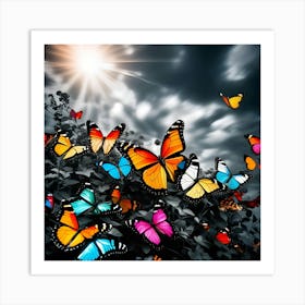 Colorful Butterflies In The Sky 8 Art Print