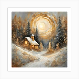 Chistmas Light Snow Scene Art Print